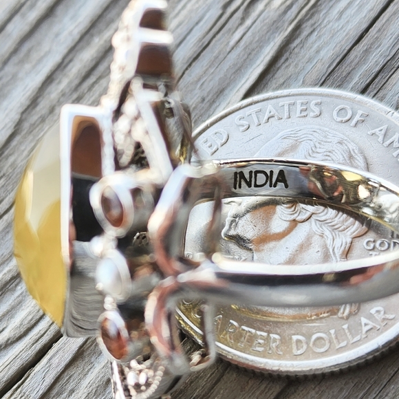 Nicky Butler 925 Sterling Silver Designer Signed Yellow Chalcedony Ring Sz 6.75 - Picture 12 of 12